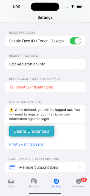 Biometric Login Setting