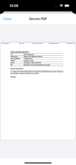 Fax Echo View Fax Screen